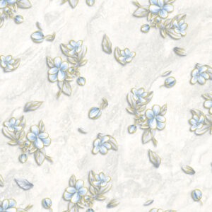 vintage hand-drawn watercolor pattern pink flowers of apple tree, leaves of tree branches on a seamless blue textured background for use in design, textile, wallpaper, wrapping paper, stationery; Shutterstock ID 1657980481; purchase_order: -; job: -; client: -; other: -