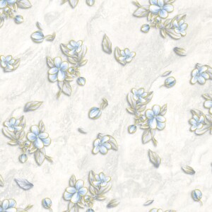 vintage hand-drawn watercolor pattern pink flowers of apple tree, leaves of tree branches on a seamless blue textured background for use in design, textile, wallpaper, wrapping paper, stationery; Shutterstock ID 1657980481; purchase_order: -; job: -; client: -; other: -