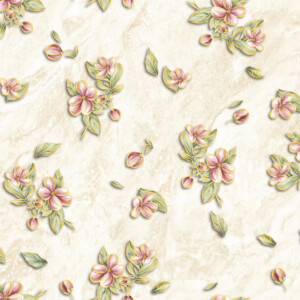 vintage hand-drawn watercolor pattern pink flowers of apple tree, leaves of tree branches on a seamless blue textured background for use in design, textile, wallpaper, wrapping paper, stationery; Shutterstock ID 1657980481; purchase_order: -; job: -; client: -; other: -